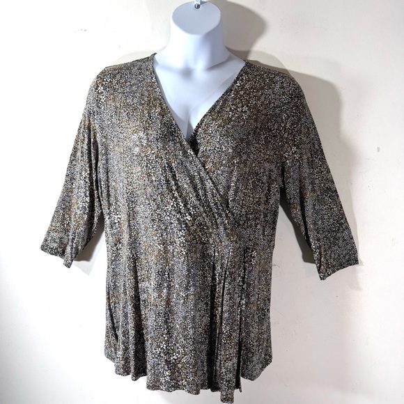 J. Jill Wearever Collection Brown and Black Patterned Tunic Top - Picture 1 of 12